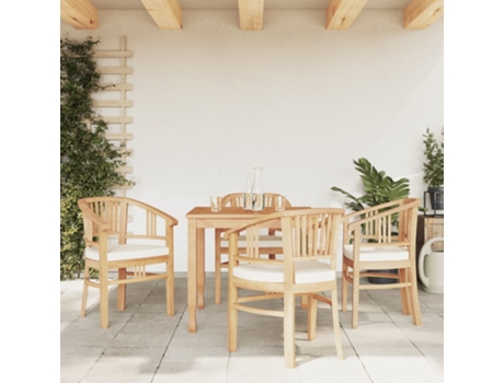 Conjunto 5 de comedor para jardín VIDAXL madera maciza de teca