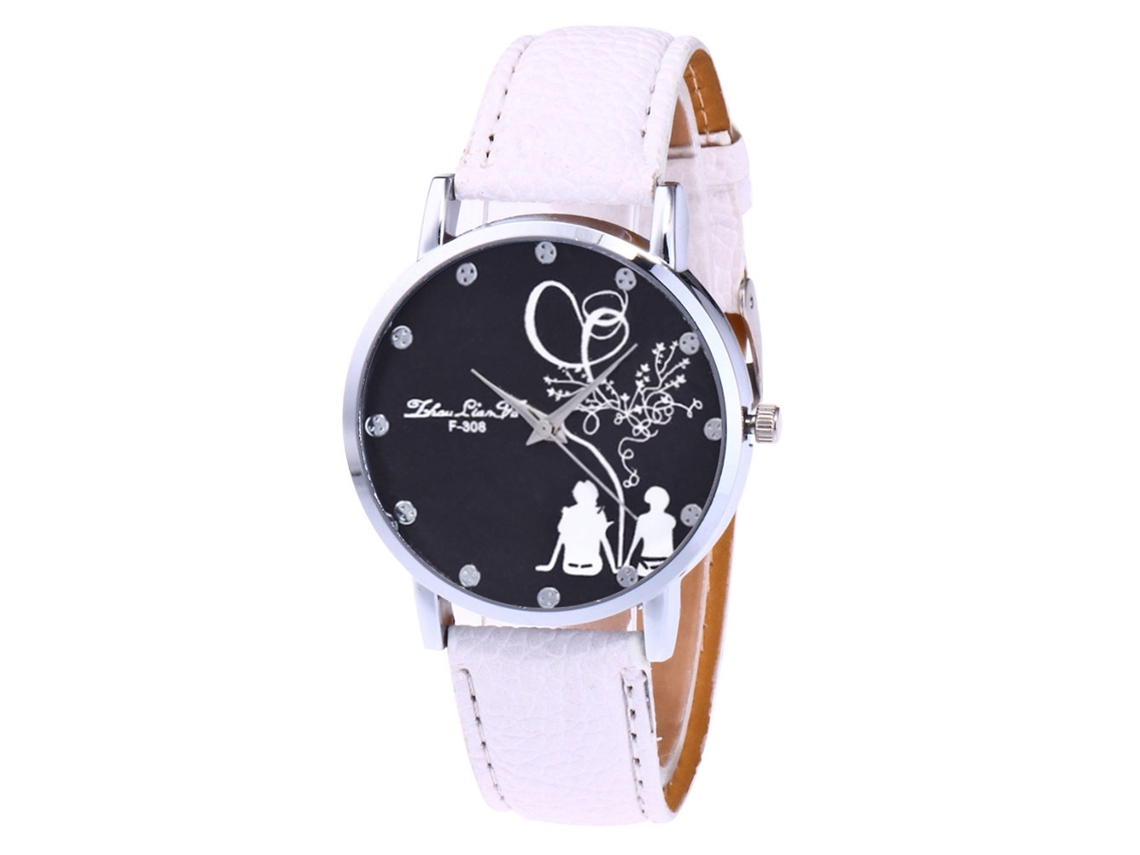 Elegante Reloj De Pulsera Analógico De Cuarzo Blanco Con Correa De Cuero Para Mujer Y Hombre.