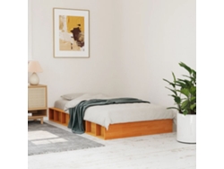 Estructura De Cama Sin Colchón Madera Maciza Marrón 75x190 Cm