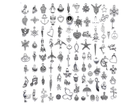 Colgantes De Abalorios De Plata Mixtos Para Manualidades, Accesorios De Joyería Para Hacer Collares Y Pulseras Diy ZMDECQNA 100 Un