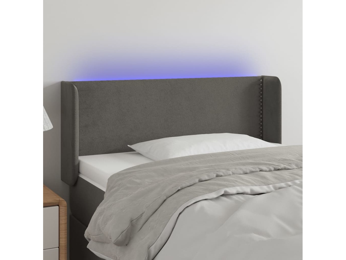 Cabecero Con Led De Terciopelo Gris Oscuro 93x16x78/88 Cm