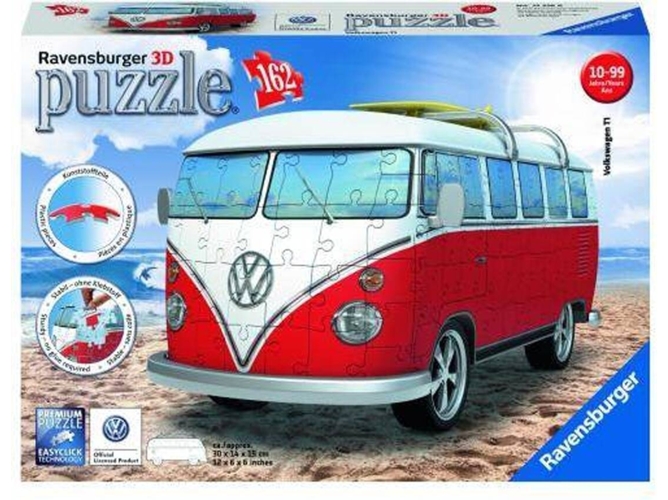 Puzzle 3D RAVENSBURGER Furgoneta Pan de Forma Volkswagen (Edad Mínima: 10 - 162 Piezas)