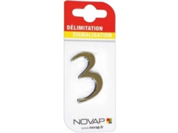 Número 3 autoadhesivo de 40 mm dorado sobre tarjeta Novap