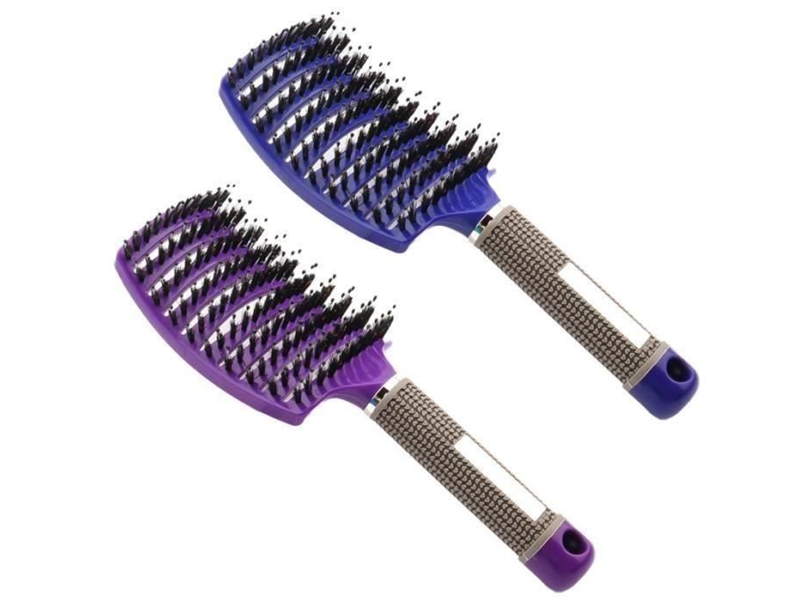 Cepillo de cerdas de jabalí - 2 cepillos para el cabello con cerdas de jabalí - Desenredante de cabello 100 natural - ¡Desenreda sin lágrimas! conjunto de