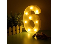 Rebe-números Led Iluminados 22cm Blanco 0-9 Para Bodas Cumpleaños Fiesta Con Baterías Número 6