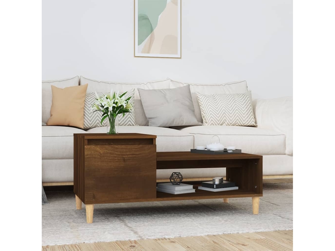 Mesa de Centro Apoyo 100X50X45 cm Derivados Madera Roble Castaño