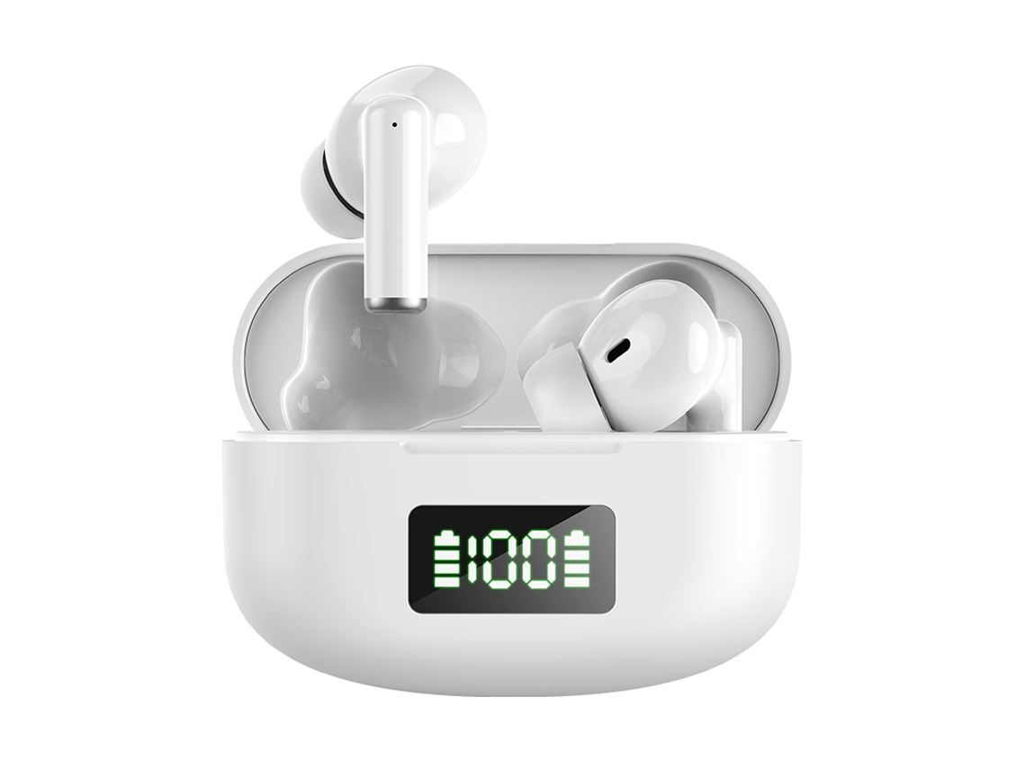 (blanco) Auriculares Inalámbricos Bluetooth Con Pantalla Digital Y Controles Táctiles, Cancelación De Ruido.