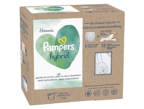 Harmonie Kit Híbrido 1 Pañal Lavable 3-16 kg 15 Absorbentes Desechables PAMPERS