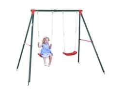 Columpio Doble Para Jardín Infantil, A Partir De 3 Años, Verde Y Rojo.