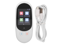 Traductor de idiomas con pantalla táctil de 2,4 pulgadas, blanco, inteligente y portátil, luz dorada.