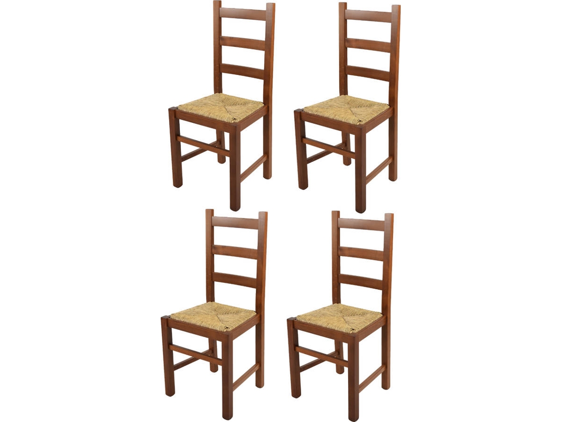 Conjunto de 4 Cadeiras T M C S Rustica (Castanho Noz Claro - 97x43x40 cm - Madeira)