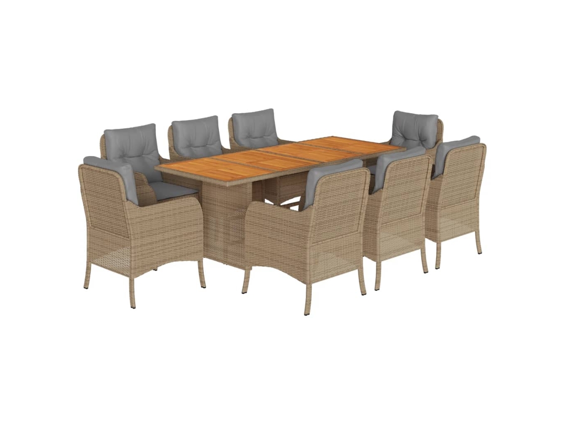 Maison Exclusive - Set Comedor De Jardín 9 Pzas Con Cojines Ratán Sintético Beige