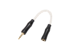 Cable De Audio De 3,5 Mm Hembra A 2,5 Mm Macho, Cobre Monocristalino, 8 Hilos, 14 Cm, Plateado, Sin Pérdida De Señal.