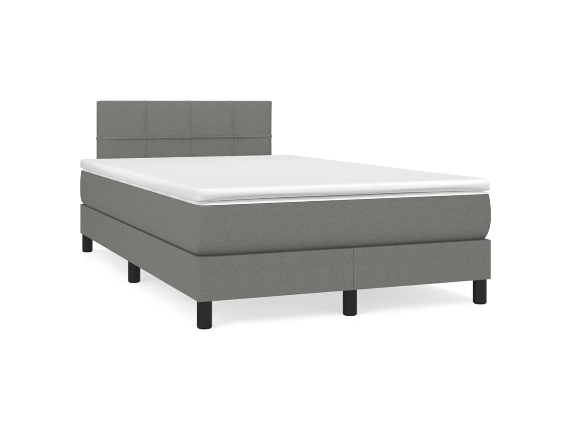 Cama Box Spring Con Colchón Y Led Tela Marrón Oscuro 120x190 Cm