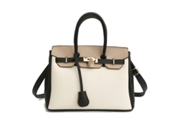 Bolso Bandolera De Mujer De Pu Con Gran Capacidad, Estilo Color Block, Bolso Cruzado Negro A La Moda.