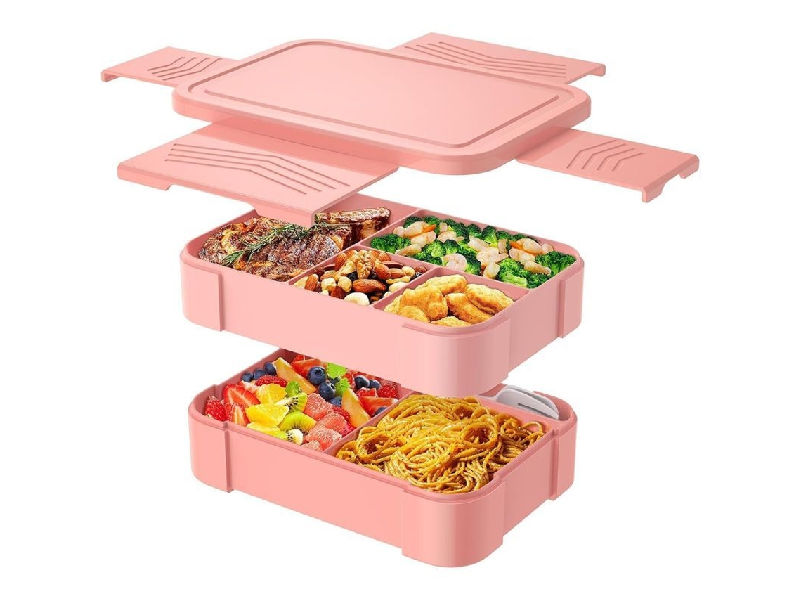 Fiambrera Bento Para Niños Y Adultos, Rosa, Con Compartimentos, Libre De Bpa, A Prueba De Fugas.