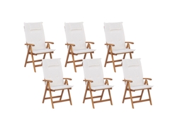 Conjunto De 6 Cadeiras Dobráveis Com Almofadas A Condizer Beliani Java De Madeira De Acácia Castanho 54x69x105