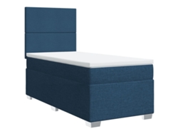 Maison Exclusive - Cama Box Spring Con Colchón Tela Azul 80x200 Cm