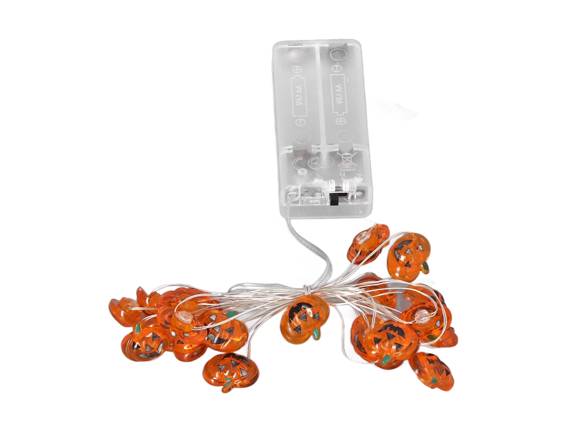 Rebe-cordón De Luces De Calabaza 2m 20 Led Cable De Cobre Batería Decoración Halloween Interior Exterior Diy