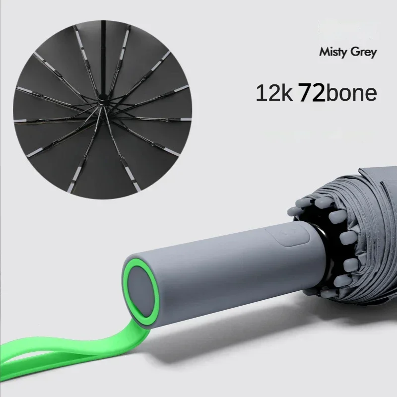 (gris Brumoso, 12k) Paraguas Plegable Automático, Resistente Al Viento Y De Alta Resistencia Protección Solar Con Filtro Uv Upf50+.