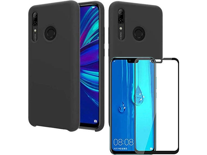 Kit Carcasa y Protector de Cristal 5D Full Cover Huawei Y9 2019 Silicona Negro