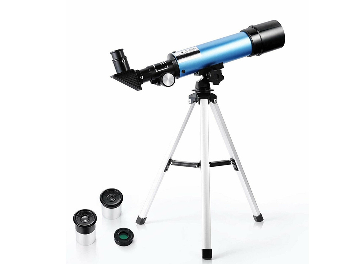 Telescopio Chrui Para Principiantes, Refractor De 60 Mm, 90x Con Trípode, 2 Oculares, Lente Barlow De 1,5x