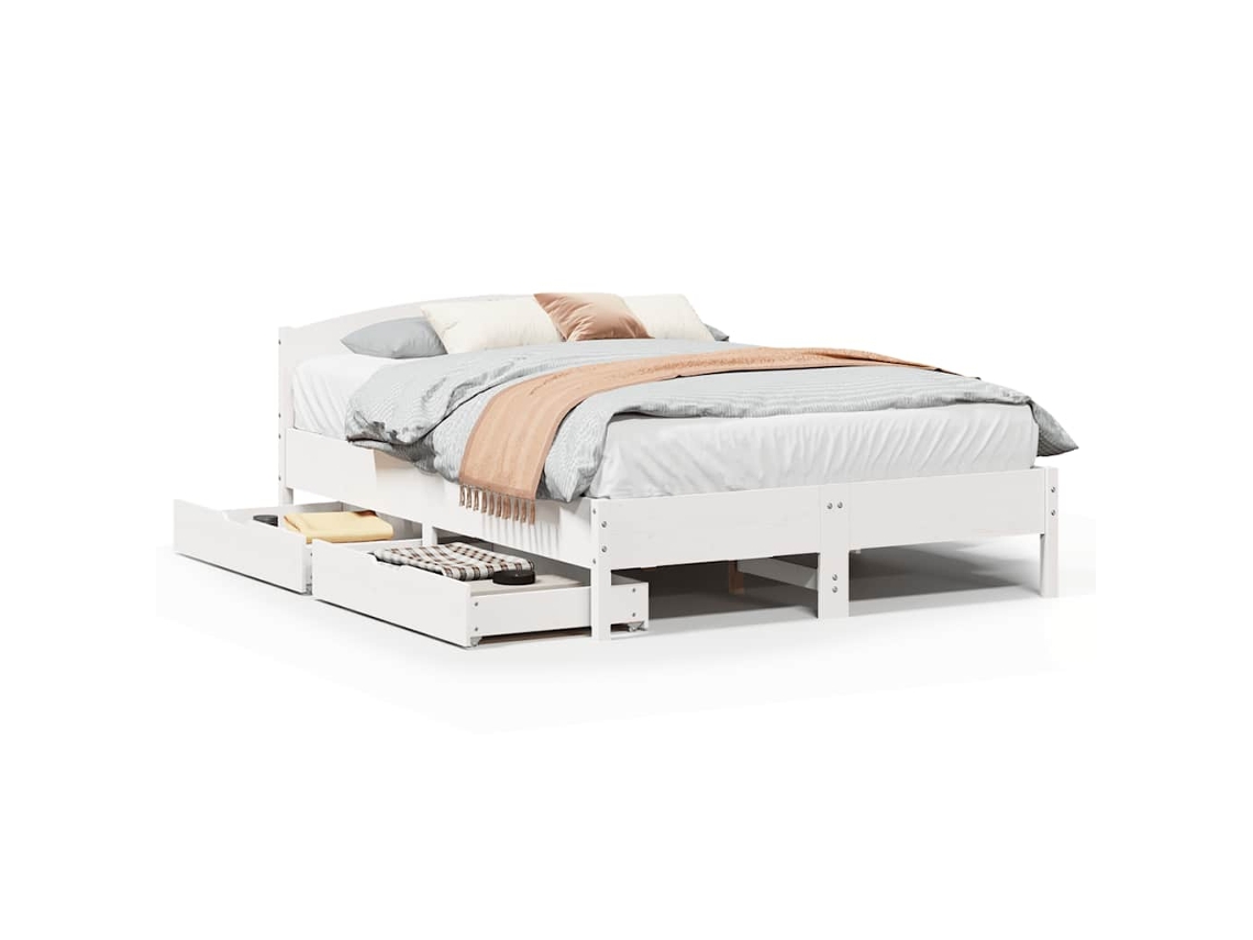 Maison Exclusive - Estructura De Cama Sin Colchón Madera De Pino Blanca 140x190 Cm