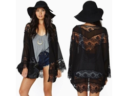 Chaqueta kimono de gasa y encaje para mujer para la temporada navideña de 2026.