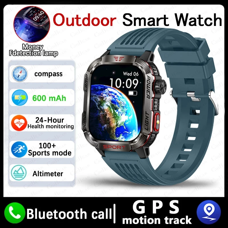 Reloj inteligente deportivo con GPS, luz LED y llamadas Bluetooth MDUG (silicona azul)