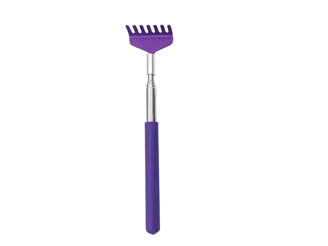 Rascador de espalda ajustable de acero inoxidable, portátil, retráctil, con agarre de goma para adultos.