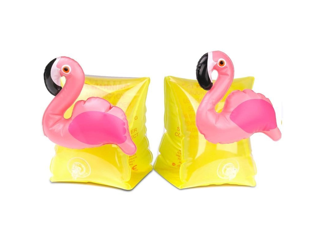2026altiro-brazaletes Inflables Flotantes Para Niños, Brazaletes De Natación Flotantes Con Estampado De Flamencos Amarillos.