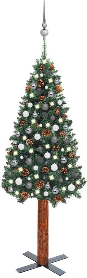 Árbol De Navidad artificial estrecho led pvc verde 180 cm vidaxl con luces y 72x18