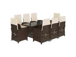Maison Exclusive - Set Comedor Para Jardín 9 Pzas Y Cojines Ratán Sintético Marrón