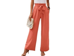 2026-pantalones Anchos De Descanso Para Mujer Con Bolsillos Ligeros De Cintura Alta Y Lazado Ajustable Xl Naranja