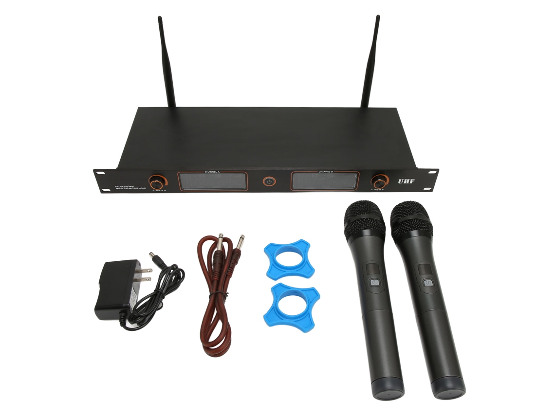 Sistema De Micrófono Inalámbrico (dual Canal Uhf Dinámico De Mano Profesional)