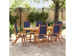 Juego de comedor de jardín de 7 piezas de acacia maciza y textilene Dkd Home Decor