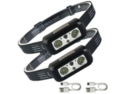 Linterna frontal recargable con sensor, 2 paquetes de 1200 lúmenes, LED blanco superbrillante, 3 modos, sensor de movimiento, impermeable, Yunzii