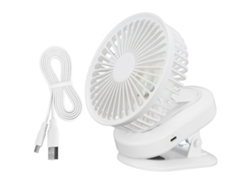 Ventilador eléctrico portátil con 3 velocidades y puerto USB - Blanco