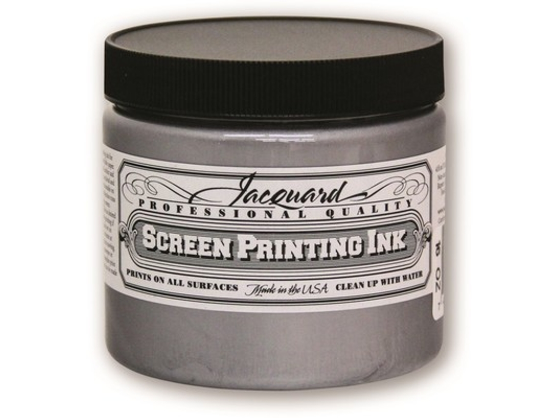 Tinta para serigrafía Jacquard, 470 ml, tinta para tela color plata.