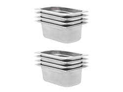 Conjunto 8 Bandejas Gastronorm VIDAXL GN 1/4 100 mm acero inoxidable