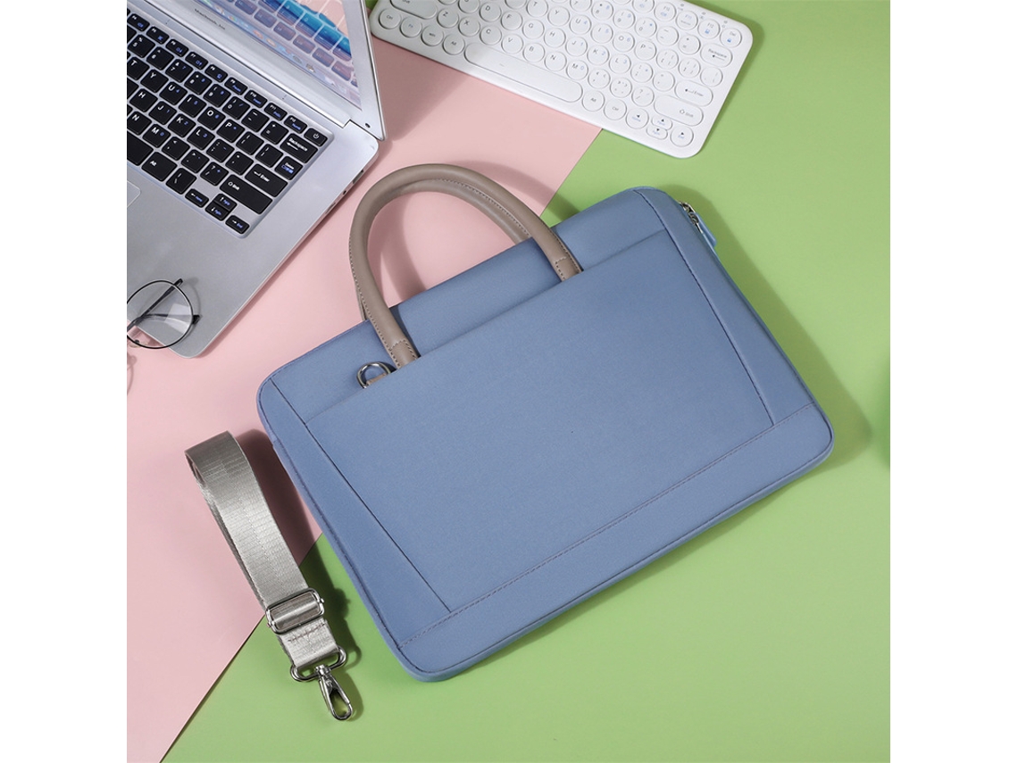 Bolso para portátil de un solo hombro, maletín impermeable para conferencias, azul con correa para el hombro, Chennnls de 13 y 13,3 pulgadas (carrito incluido)