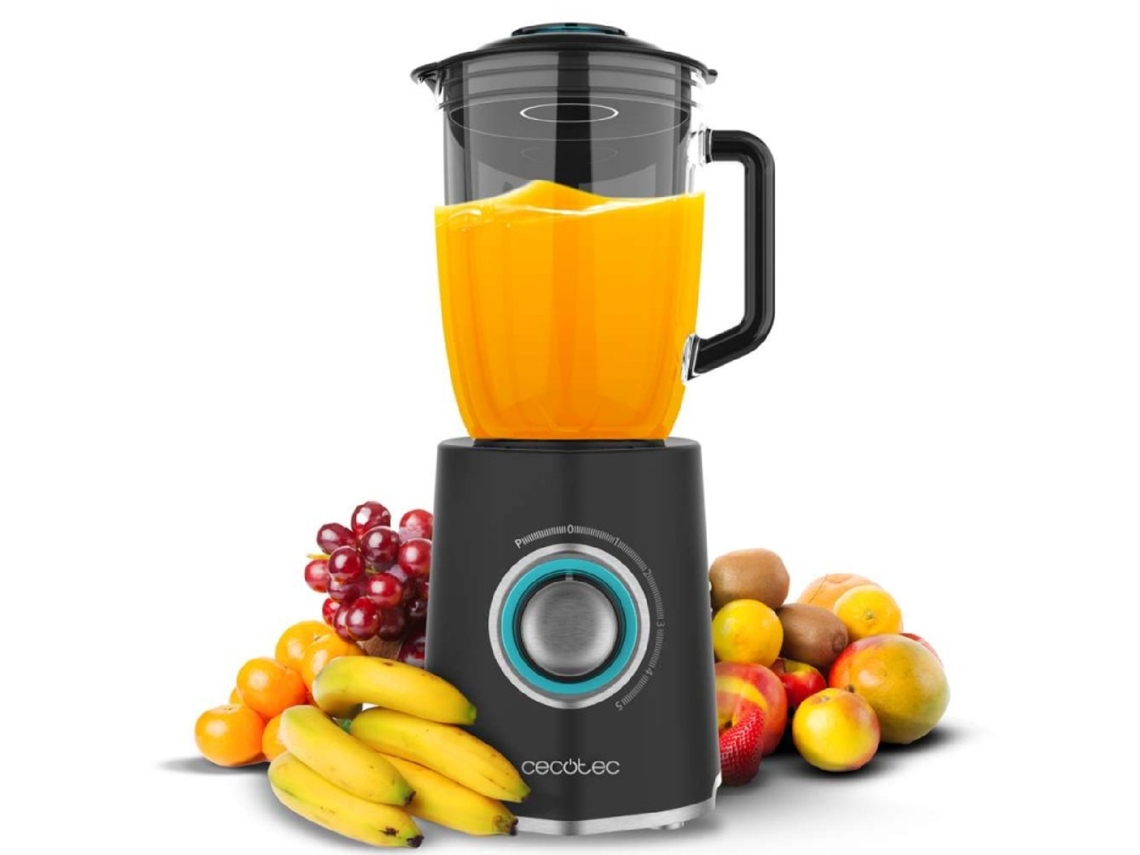 CECOTEC Batidora de Vaso con Acabados en Acero Inoxidable de 2000 W Hoja con Revestimiento de Titanio Negro y 1,5 L de Capacidad.