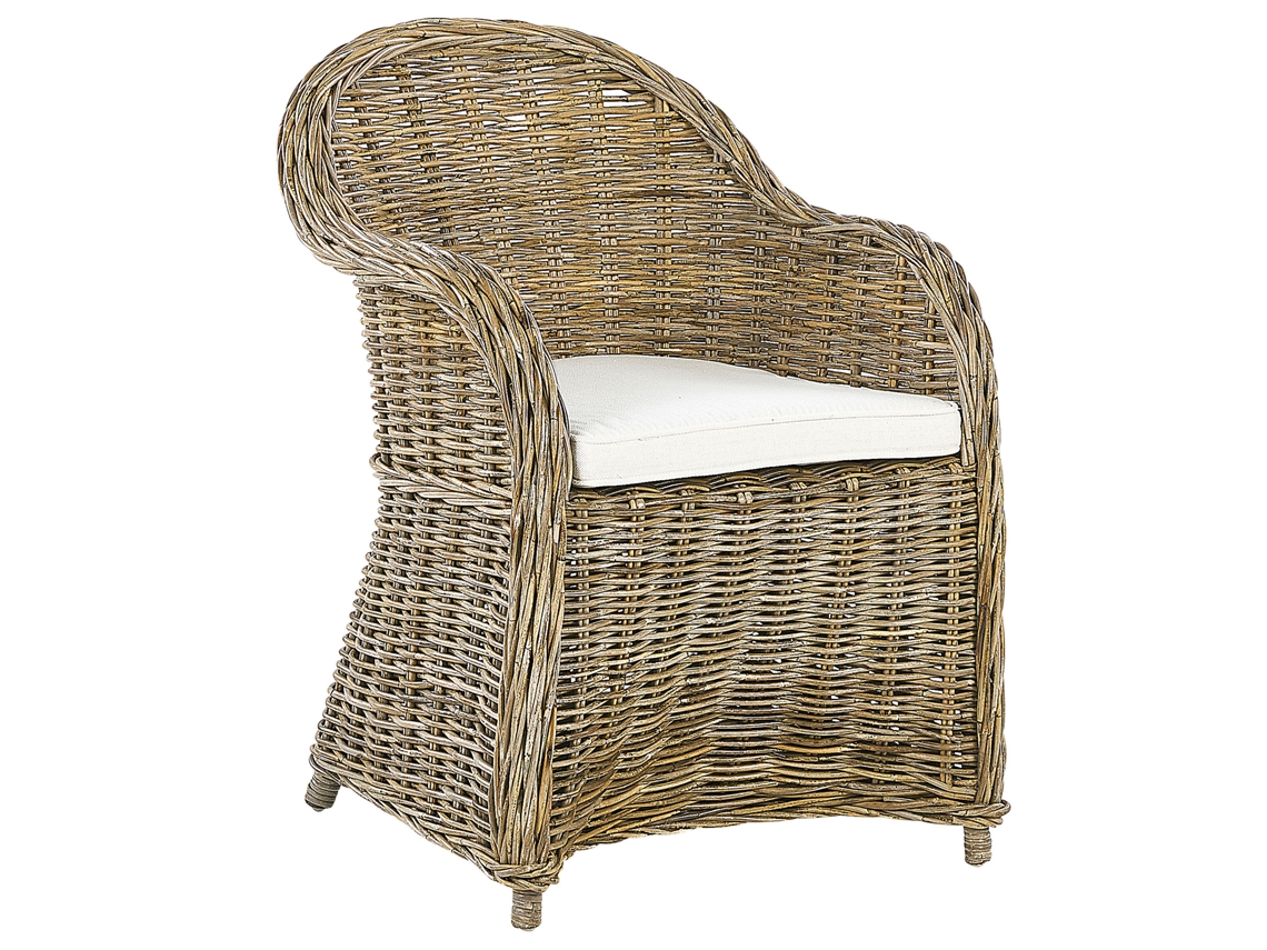 Silla de jardín BELIANI Susua de Ratán Natural 54x67x87