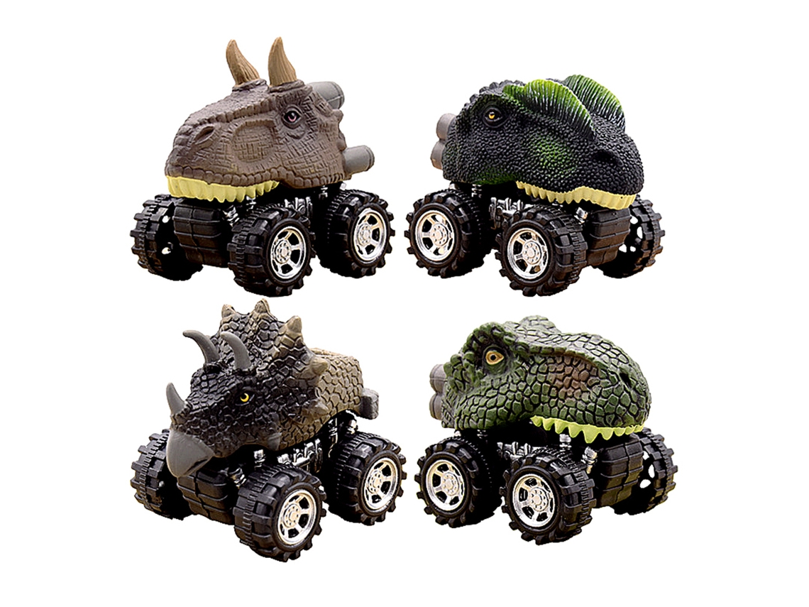 2026-set De 4 Coches Dinosaurio De Tracción Con Ruedas Grandes Juguetes Creativos Para Niños