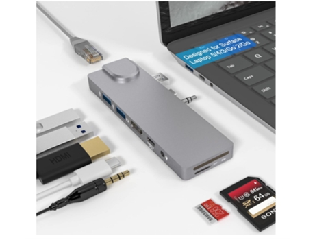 Estación de acoplamiento de concentrador, con adaptador HDMI 4K LAN Gigabit de 1000 M USB C 60 W PD 2 USB 3.0 lector de tarjetas SD/TF CHRONUS