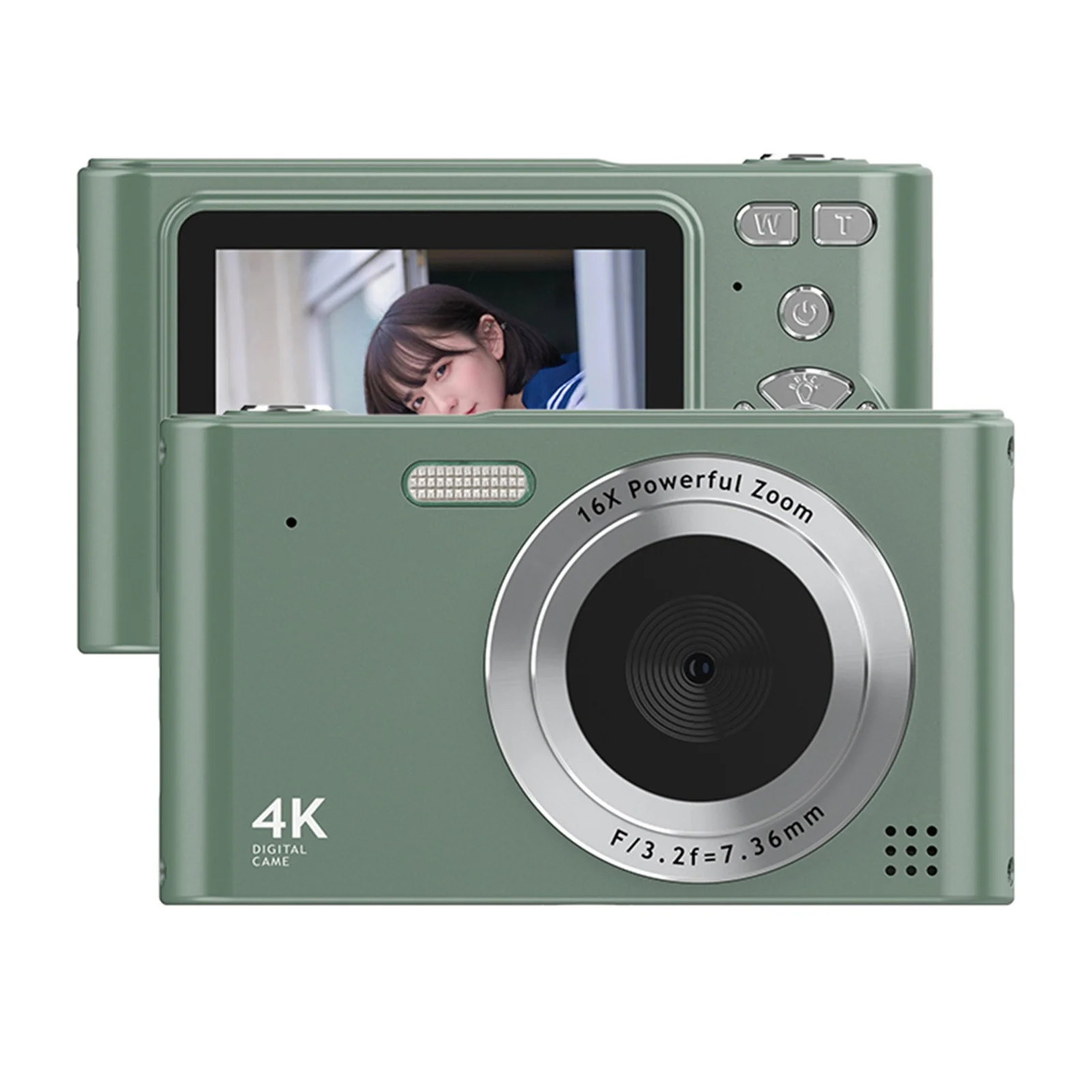 (64 GB Verde militar) Cámara 4K, pantalla de 2,4 pulgadas, zoom digital de 16x