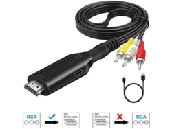 Adaptador convertidor RCA AV compuesto CVBS a HDMI 1080p compatible con PS3, Xbox, N64, STB, VHS/VCR, DVD PAL/NTSC, Plug &amp; Play. Bestvite