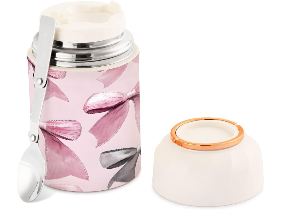 Tarro Térmico Bows De Acero Inoxidable Sin Bpa Con Boca Ancha Para Sopas Y Almuerzos, Incluye Cuchara 500 M...