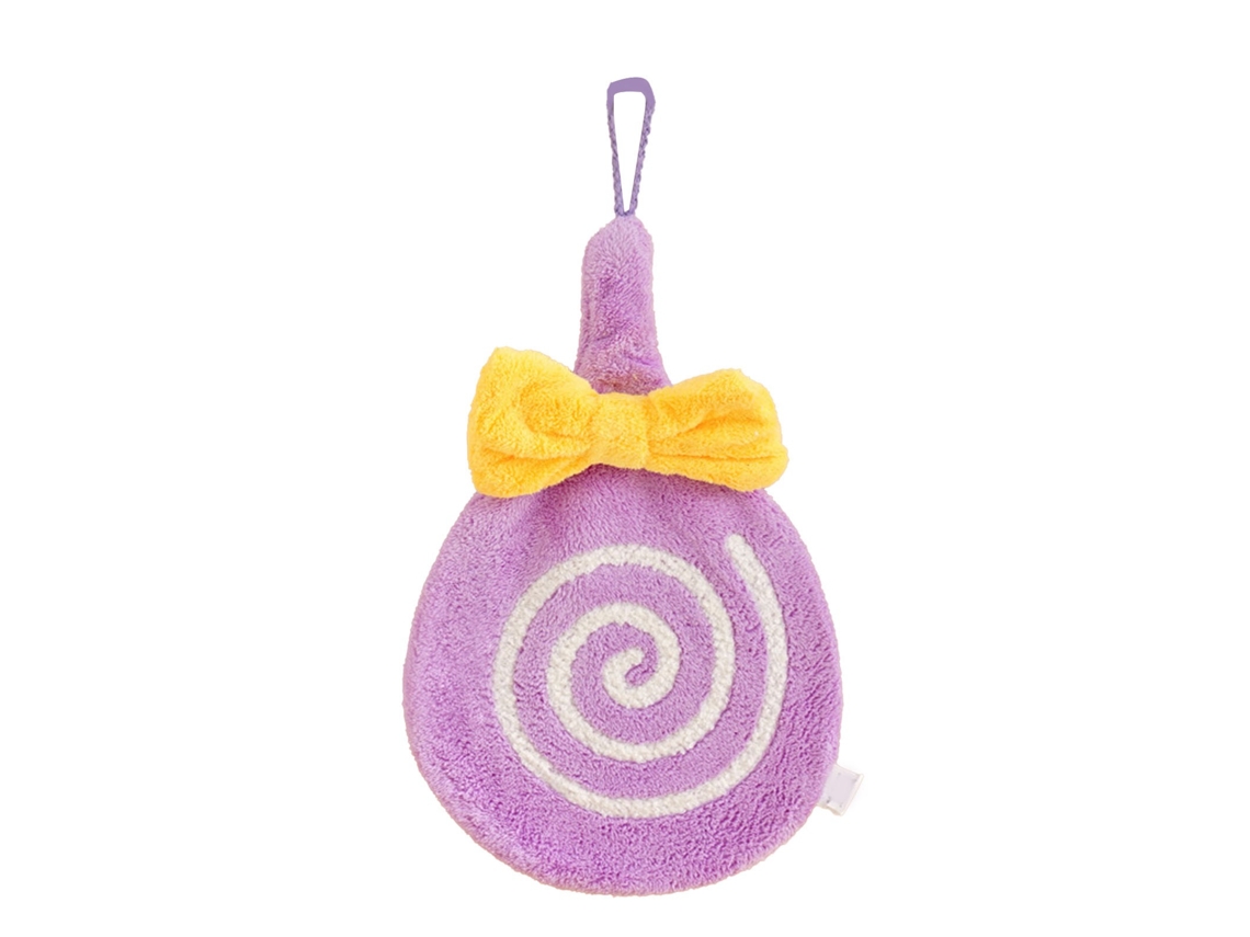 Bonita Toalla De Mano Infantil Gruesa Y Absorbente De Terciopelo Coral Con Asa Para Colgar - Morada