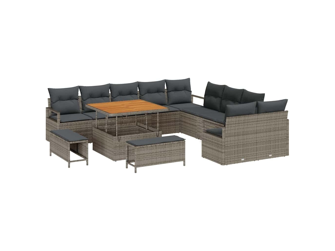 Maison Exclusive - Conjunto De Sofá De Jardín Con Cojín Con Almohada 13 Pcs Gris